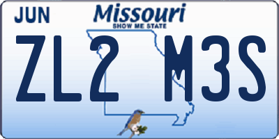 MO license plate ZL2M3S