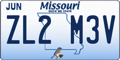 MO license plate ZL2M3V