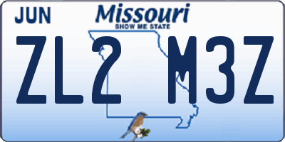 MO license plate ZL2M3Z