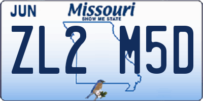 MO license plate ZL2M5D