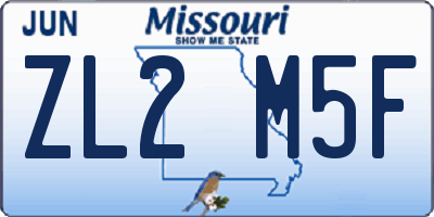MO license plate ZL2M5F