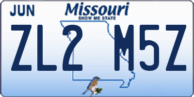 MO license plate ZL2M5Z
