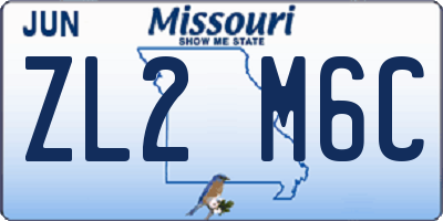 MO license plate ZL2M6C