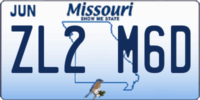 MO license plate ZL2M6D