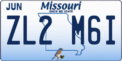 MO license plate ZL2M6I