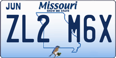MO license plate ZL2M6X