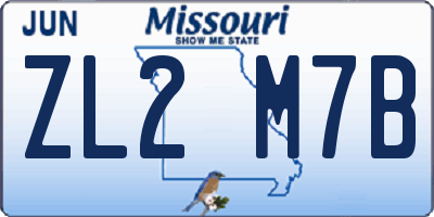 MO license plate ZL2M7B