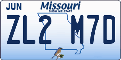 MO license plate ZL2M7D