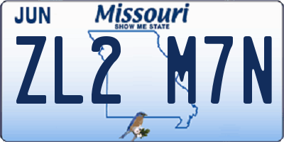 MO license plate ZL2M7N