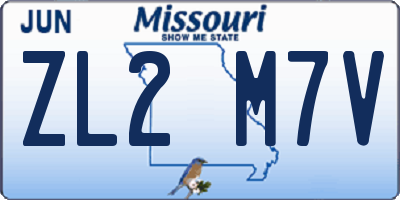 MO license plate ZL2M7V