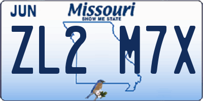 MO license plate ZL2M7X