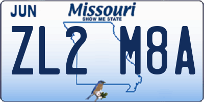 MO license plate ZL2M8A