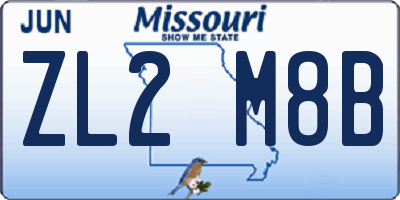 MO license plate ZL2M8B