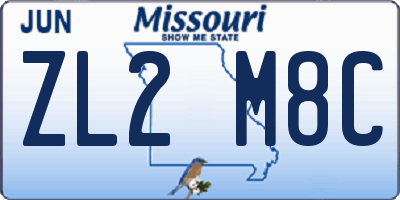 MO license plate ZL2M8C