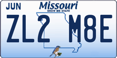 MO license plate ZL2M8E