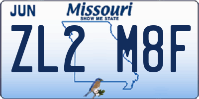 MO license plate ZL2M8F