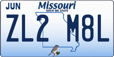 MO license plate ZL2M8L
