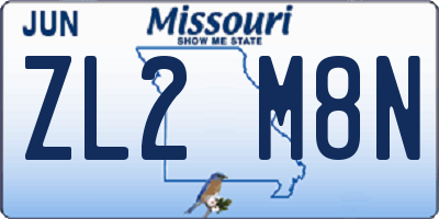 MO license plate ZL2M8N
