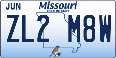 MO license plate ZL2M8W