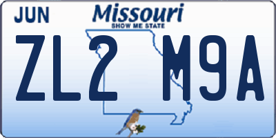 MO license plate ZL2M9A