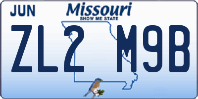 MO license plate ZL2M9B
