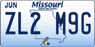 MO license plate ZL2M9G