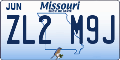 MO license plate ZL2M9J