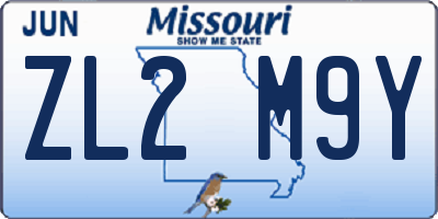 MO license plate ZL2M9Y