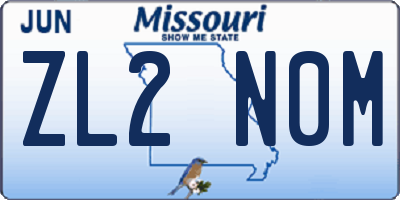 MO license plate ZL2N0M