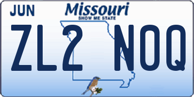 MO license plate ZL2N0Q
