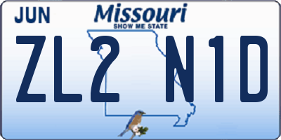 MO license plate ZL2N1D