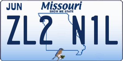 MO license plate ZL2N1L