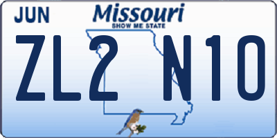 MO license plate ZL2N1O