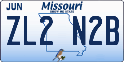 MO license plate ZL2N2B