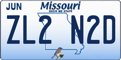MO license plate ZL2N2D