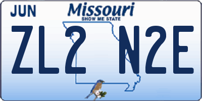 MO license plate ZL2N2E