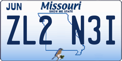 MO license plate ZL2N3I