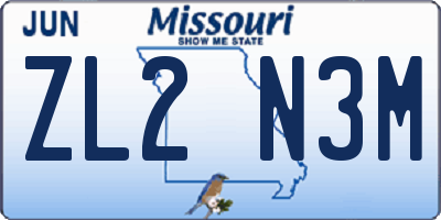 MO license plate ZL2N3M