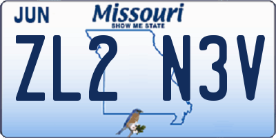 MO license plate ZL2N3V