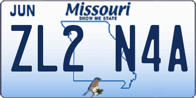 MO license plate ZL2N4A