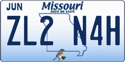 MO license plate ZL2N4H