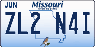 MO license plate ZL2N4I