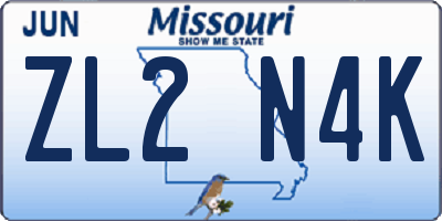 MO license plate ZL2N4K