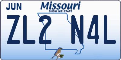 MO license plate ZL2N4L