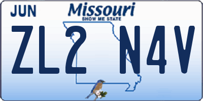 MO license plate ZL2N4V