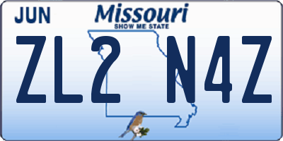 MO license plate ZL2N4Z