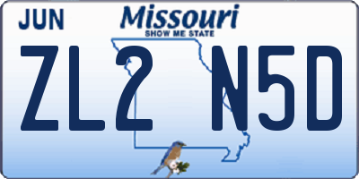 MO license plate ZL2N5D