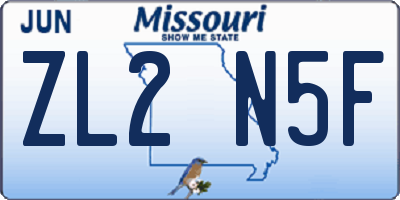 MO license plate ZL2N5F