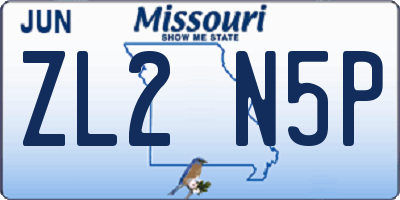 MO license plate ZL2N5P