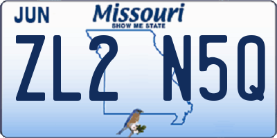 MO license plate ZL2N5Q